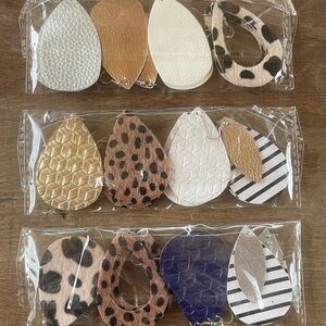 Faux leather teardrop earrings, any 3 for $9.
